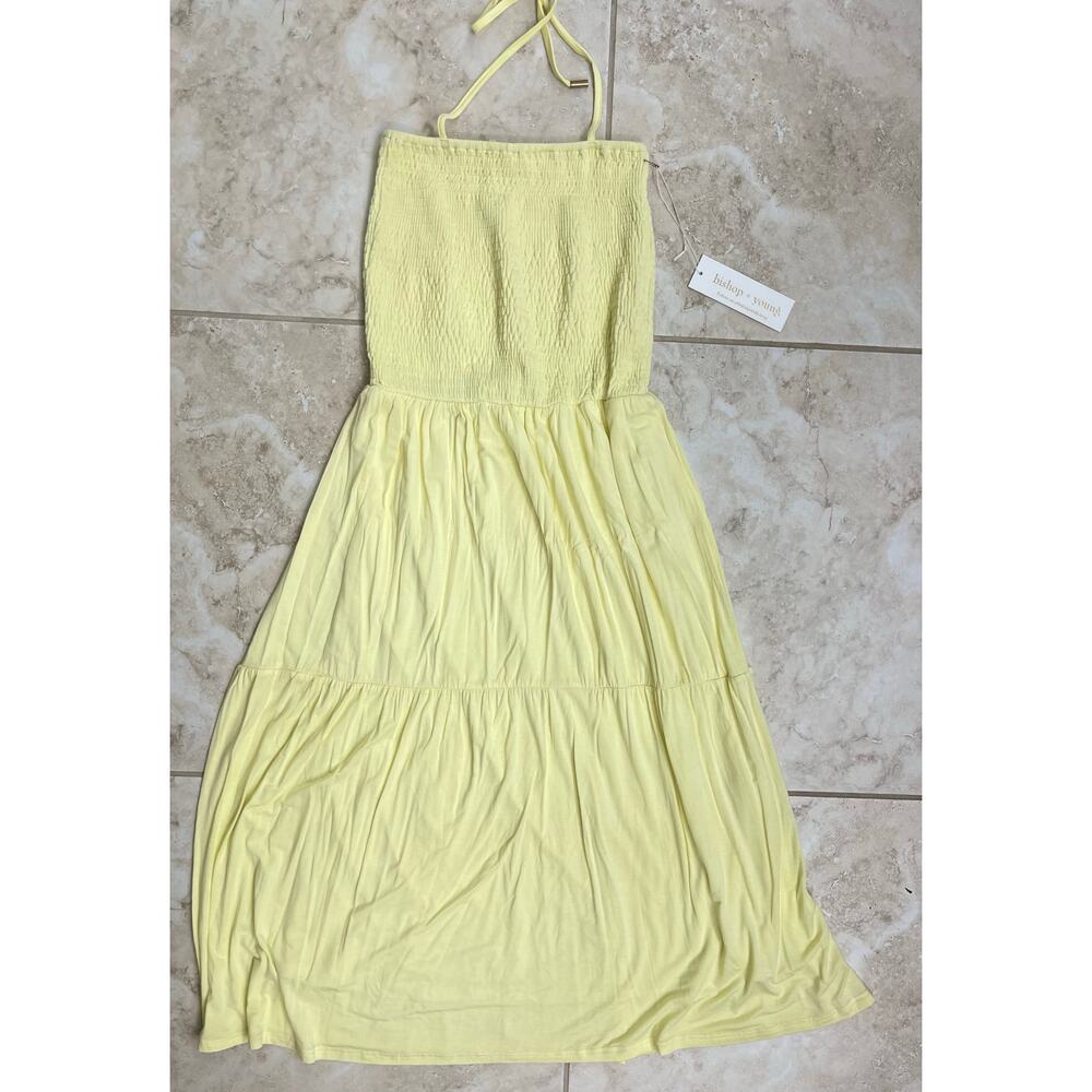 Bishop & young yellow NWT smocked halter tiered dress Bellissima limoncello $120 - Picture 9 of 10